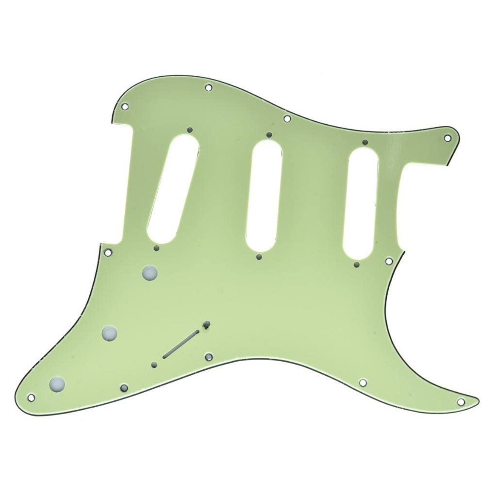 KAISH 11 Hole ST/Strat Style Pickguard SSS Pick Guard for USA/Mexico Stratocaster/Strat Mint Green 3 Ply